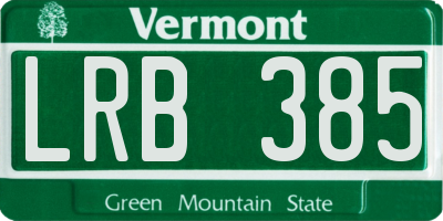 VT license plate LRB385