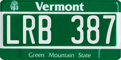 VT license plate LRB387