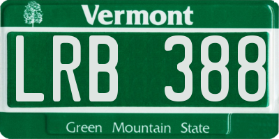 VT license plate LRB388