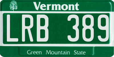 VT license plate LRB389