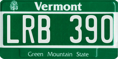 VT license plate LRB390