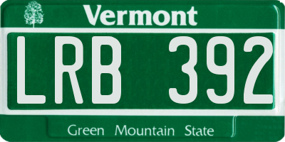 VT license plate LRB392