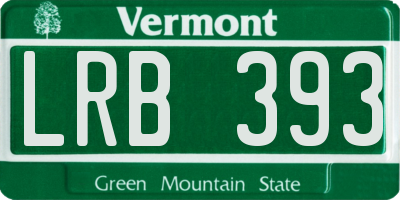 VT license plate LRB393