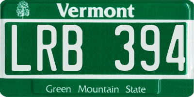 VT license plate LRB394
