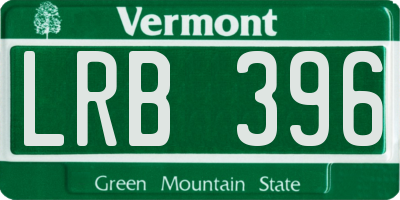 VT license plate LRB396