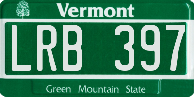 VT license plate LRB397