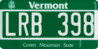 VT license plate LRB398