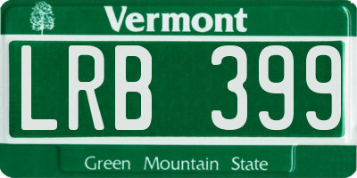VT license plate LRB399