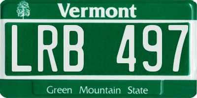 VT license plate LRB497