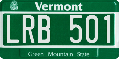 VT license plate LRB501