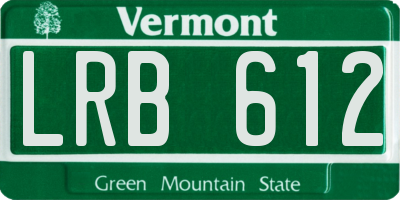 VT license plate LRB612