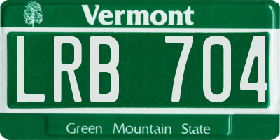 VT license plate LRB704