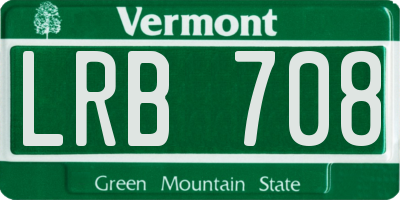 VT license plate LRB708