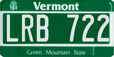 VT license plate LRB722