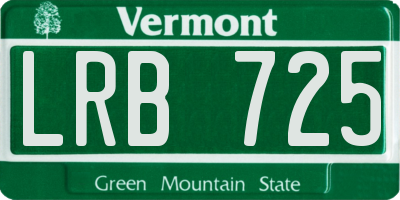 VT license plate LRB725