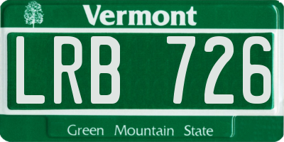 VT license plate LRB726
