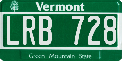 VT license plate LRB728