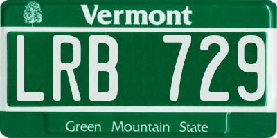 VT license plate LRB729