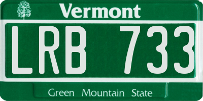 VT license plate LRB733