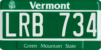 VT license plate LRB734