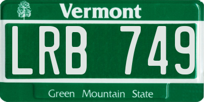 VT license plate LRB749