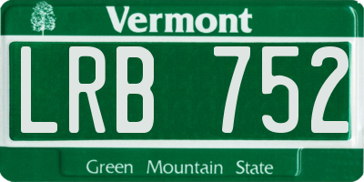 VT license plate LRB752