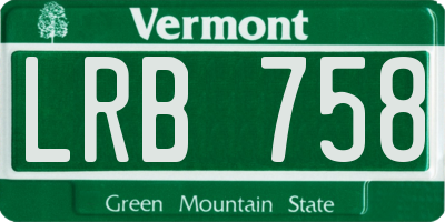 VT license plate LRB758
