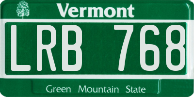 VT license plate LRB768