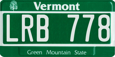 VT license plate LRB778