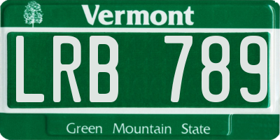 VT license plate LRB789