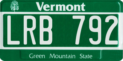 VT license plate LRB792