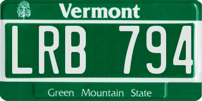 VT license plate LRB794
