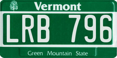 VT license plate LRB796