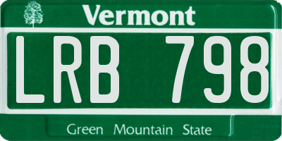 VT license plate LRB798