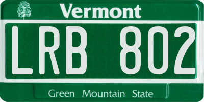 VT license plate LRB802