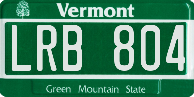 VT license plate LRB804