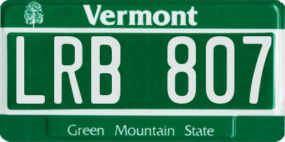 VT license plate LRB807