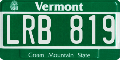 VT license plate LRB819