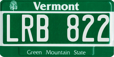 VT license plate LRB822