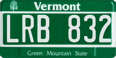 VT license plate LRB832