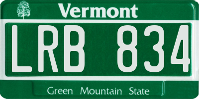 VT license plate LRB834