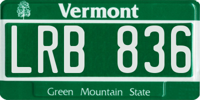 VT license plate LRB836