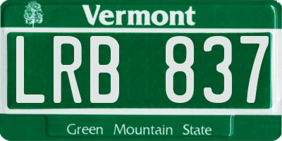 VT license plate LRB837