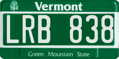 VT license plate LRB838