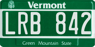 VT license plate LRB842