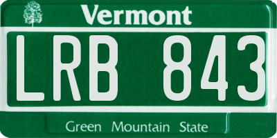 VT license plate LRB843