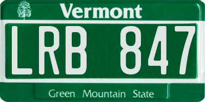 VT license plate LRB847