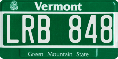 VT license plate LRB848