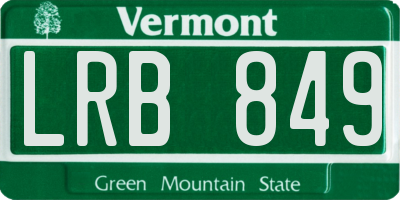 VT license plate LRB849