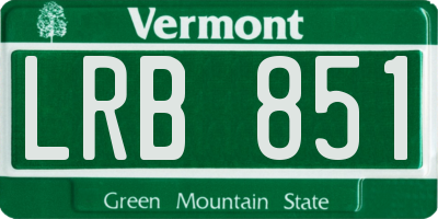 VT license plate LRB851
